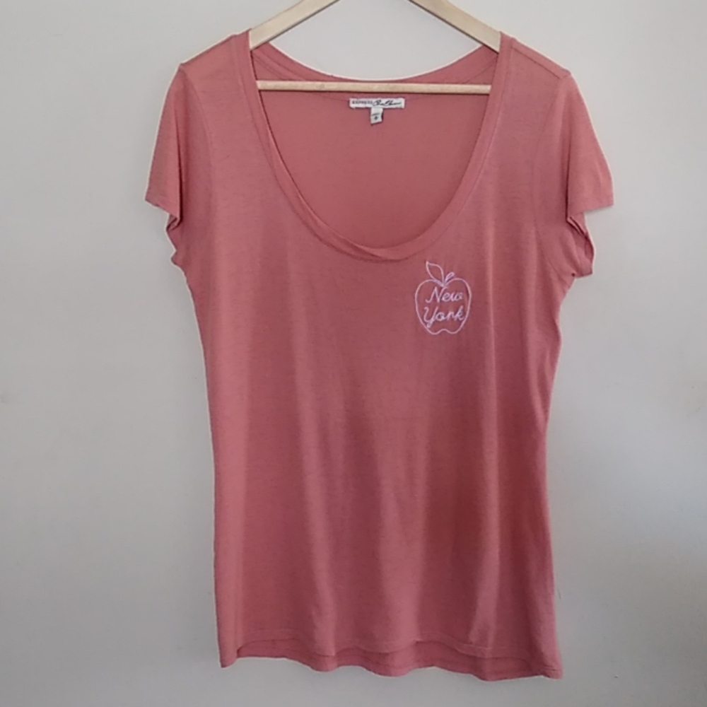 Express Embroidered Logo Tee Dusty Pink Size Sm